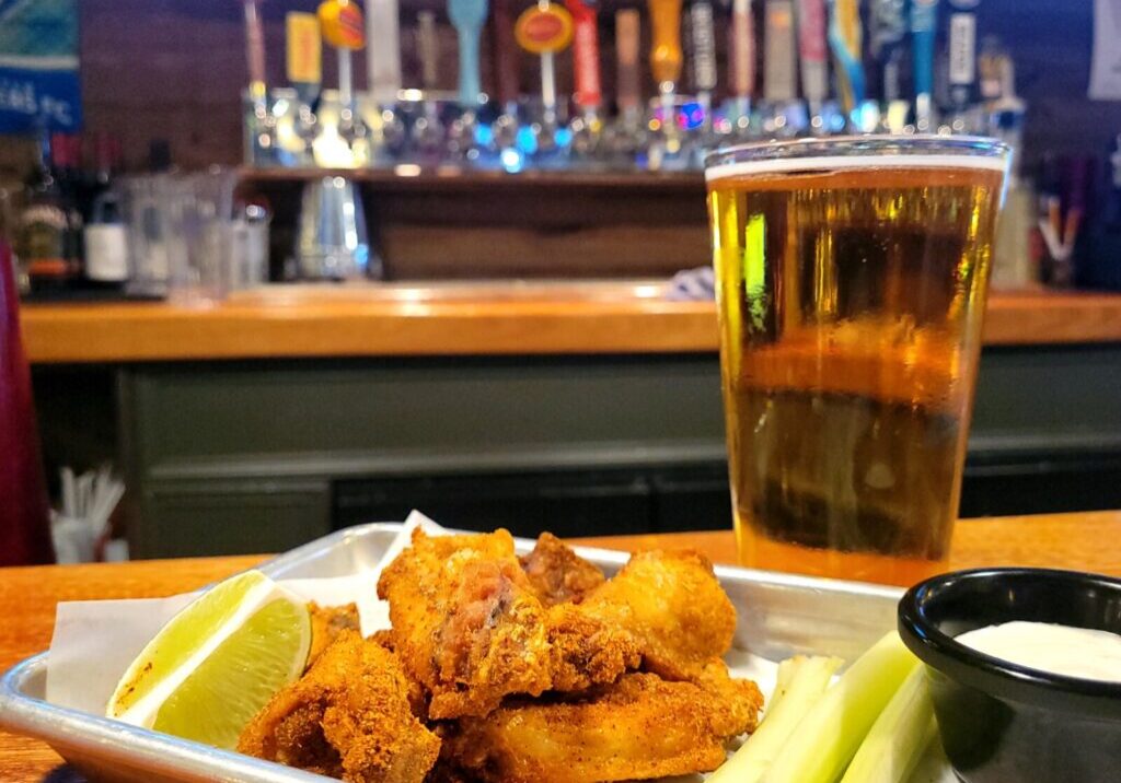 Spicy Chili Lime Wings and pint of light beer